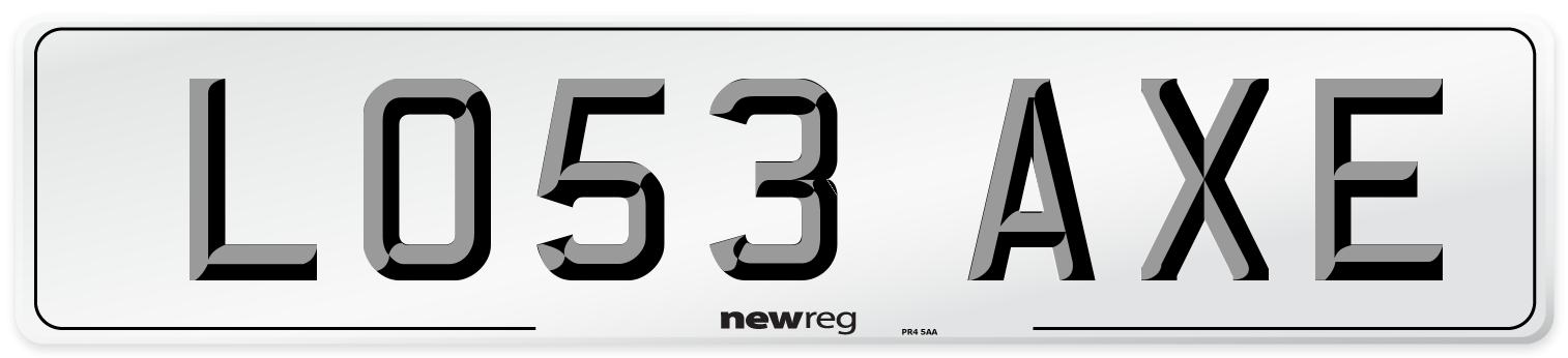 LO53 AXE Number Plate from New Reg